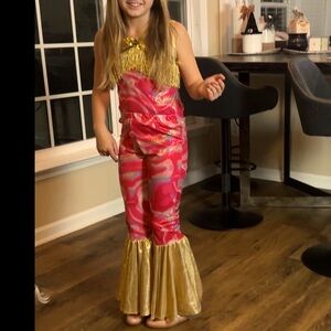 Chasing Fireflies Girl’s pink gold hippie, 70’s, Barbie costume 3 piece set MED